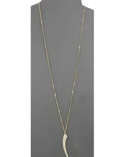 Pave Flat Horn Pendant Necklace