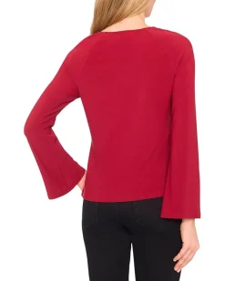 Pearl Bow Applique Long Sleeve Knit Top