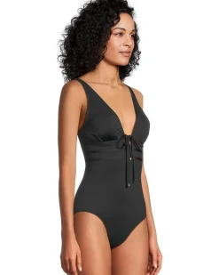 Pearl Tie Front One-Piece
