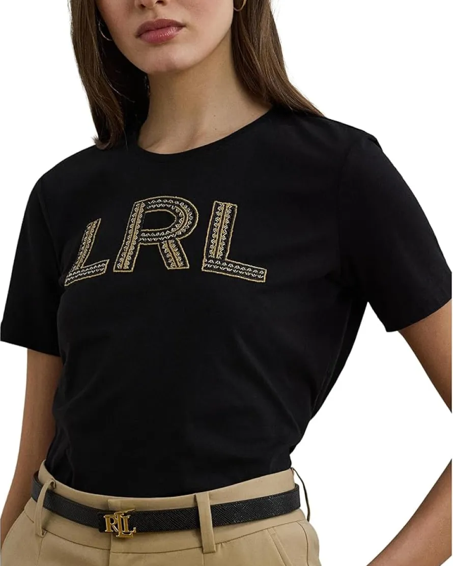 Petite Beaded-logo Cotton Jersey Tee
