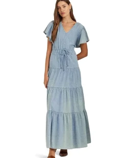 Petite Chambray Tiered Maxidress