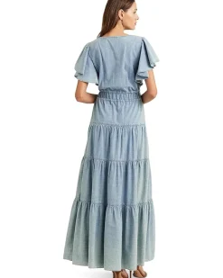 Petite Chambray Tiered Maxidress