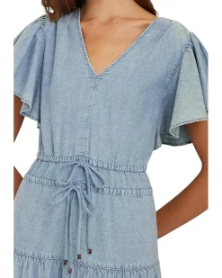 Petite Chambray Tiered Maxidress