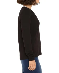 Petite Cozy Jersey Double Layer Split Neck Tee
