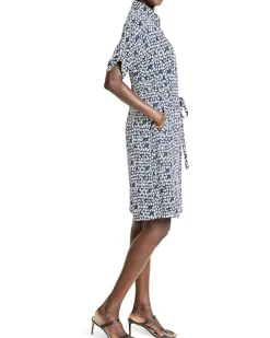 Petite Etched Angles Belted Devon Dress