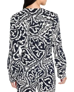 Petite Indigo Leaf Double Crepe Top