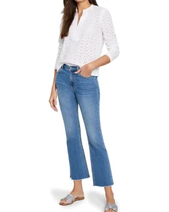 Petite Knit Eyelet Split Neck Top