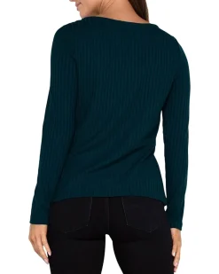 Petite Long Sleeve Boat Neck Knit Top