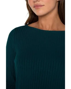 Petite Long Sleeve Boat Neck Knit Top