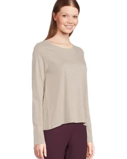 Petite Melange Fine Organic Cotton Jersey Round Neck Long Sleeve Tee