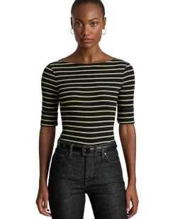 Petite Metallic Striped Boatneck Tee