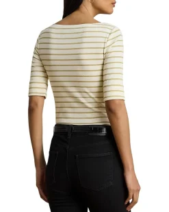 Petite Metallic Striped Boatneck Tee