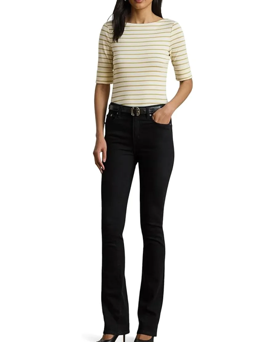 Petite Metallic Striped Boatneck Tee