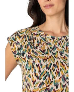 Petite Sleeveless Shoulder Pleat Boat Neck Knit Top