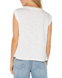 Petite Sleeveless Woven to Knit Top