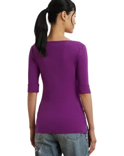 Petite Stretch Cotton Boatneck Tee