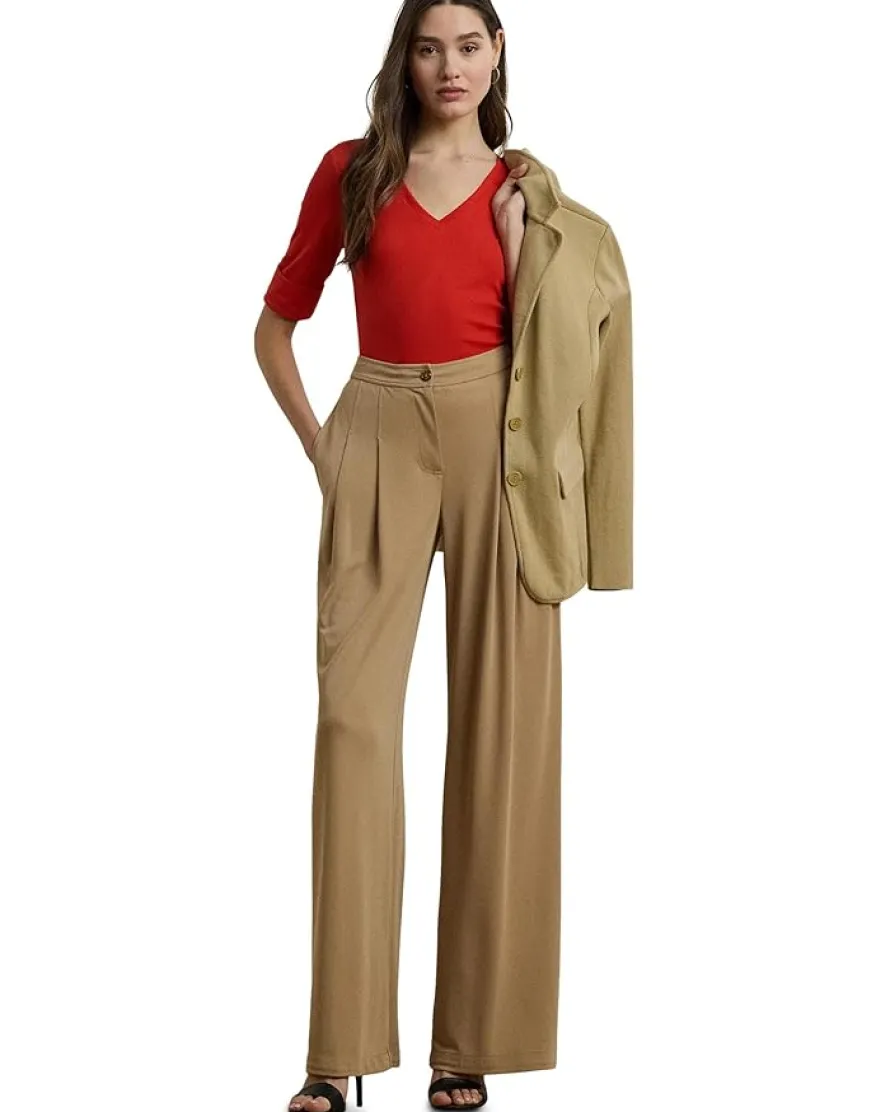 Petite Stretch Cotton Elbow-Sleeve V-Neck Tee