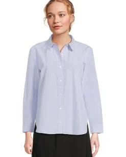 Petite Striped Poplin Classic Collar Long Shirt