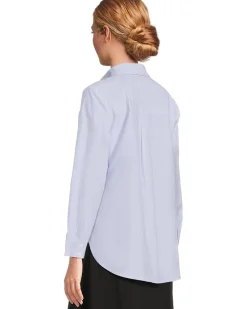 Petite Striped Poplin Classic Collar Long Shirt