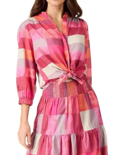 Petite Sunset Plaid Cotton Girlfriend Shirt