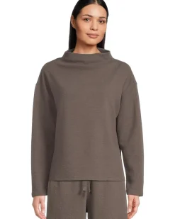 Petite Waffle Doubleknit Funnel Neck Box Top