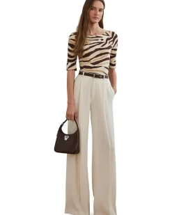 Petite Zebra-print Stretch Cotton Boatneck Tee