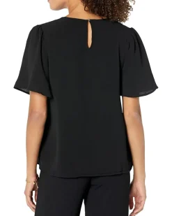 Pin Tuck Blouse with Flutter Sleeve