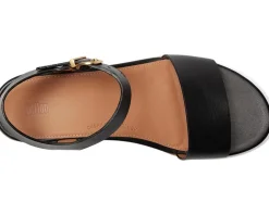 Platfforms Leather/Cork Heeled Ankle-Strap Sandals