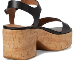 Platfforms Leather/Cork Heeled Ankle-Strap Sandals