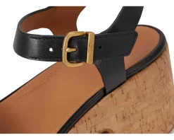 Platfforms Leather/Cork Heeled Ankle-Strap Sandals