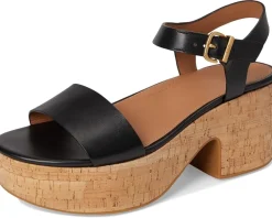 Platfforms Leather/Cork Heeled Ankle-Strap Sandals