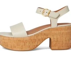 Platfforms Leather/Cork Heeled Ankle-Strap Sandals