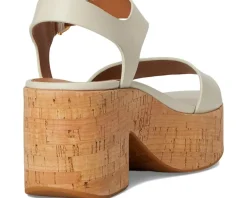 Platfforms Leather/Cork Heeled Ankle-Strap Sandals