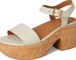 Platfforms Leather/Cork Heeled Ankle-Strap Sandals