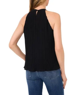 Pleated 3D Floral Halter Neck Top