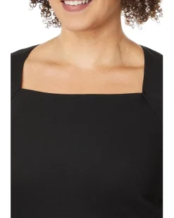 Plus Angled Neckline Long-Sleeve Top