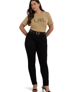 Plus Size Beaded-logo Cotton Jersey Tee