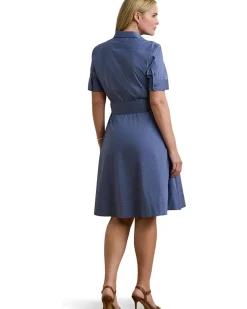 Plus Size Belted Cotton-Blend Shirtdress