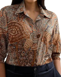 Plus Size Classic Fit Paisley Crepe Shirt