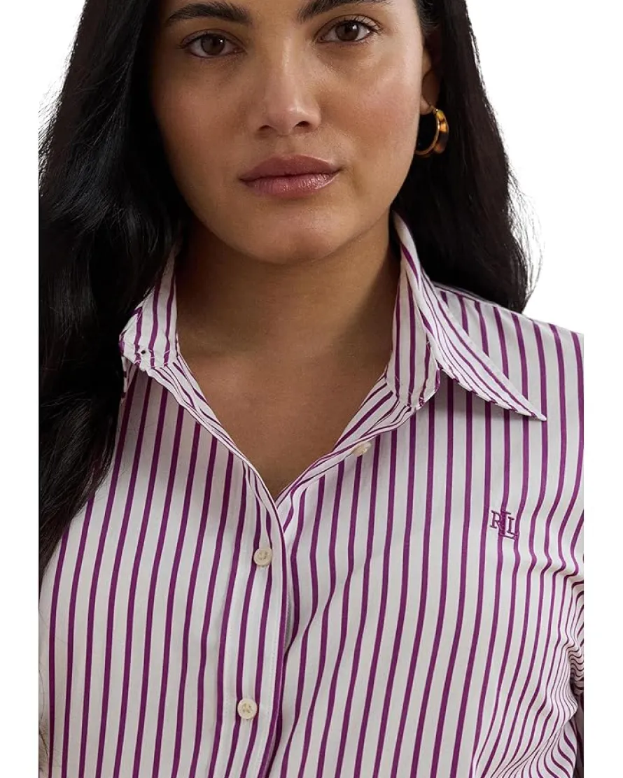 Plus Size Classic Fit Striped Broadcloth Shirt