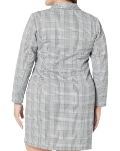 Plus Size Metallic Plaid Blazer Dress