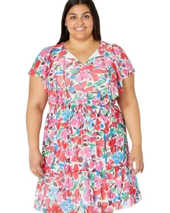 Plus Size Mini Dress with Flutter Sleeve