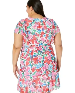 Plus Size Mini Dress with Flutter Sleeve