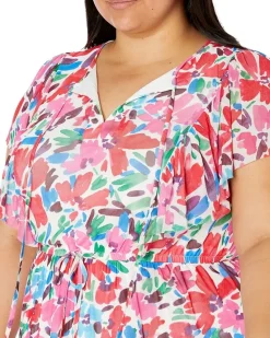 Plus Size Mini Dress with Flutter Sleeve