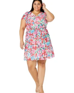 Plus Size Mini Dress with Flutter Sleeve