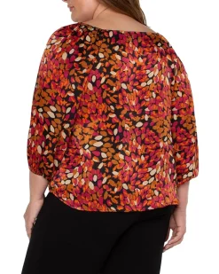 Plus Size Puff Sleeve Square Neck Woven Top