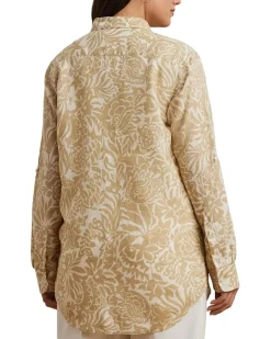 Plus Size Relaxed Fit Floral Linen Shirt