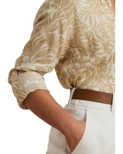 Plus Size Relaxed Fit Floral Linen Shirt