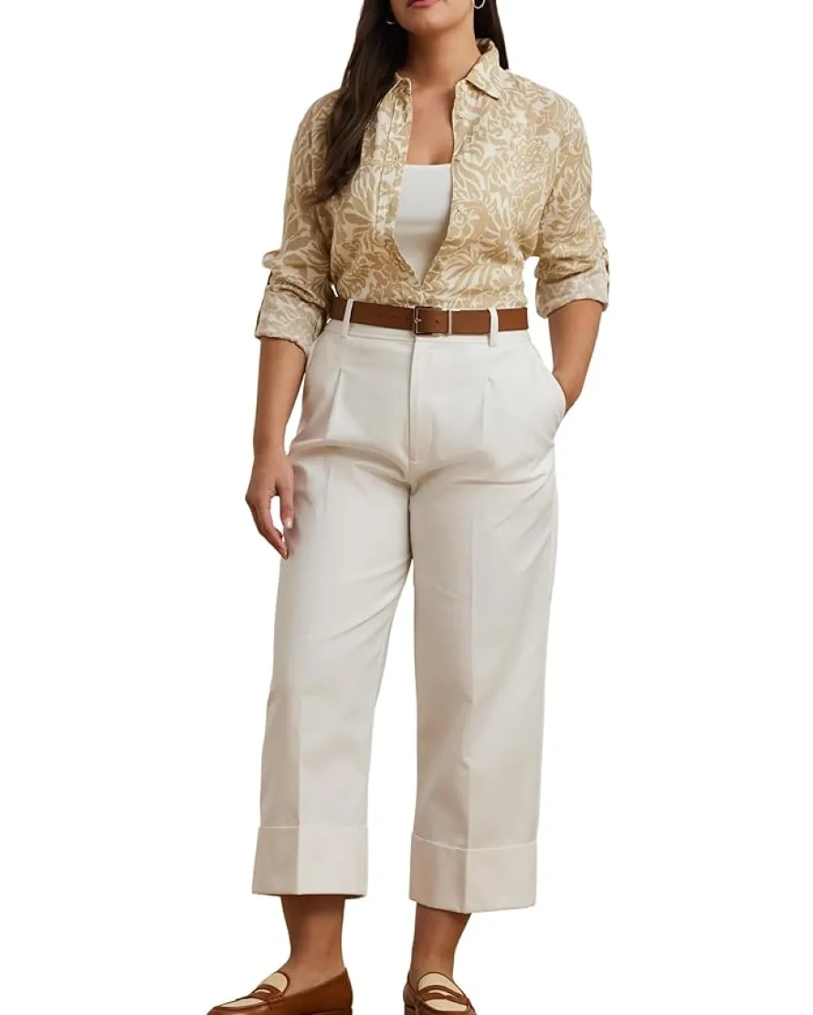 Plus Size Relaxed Fit Floral Linen Shirt