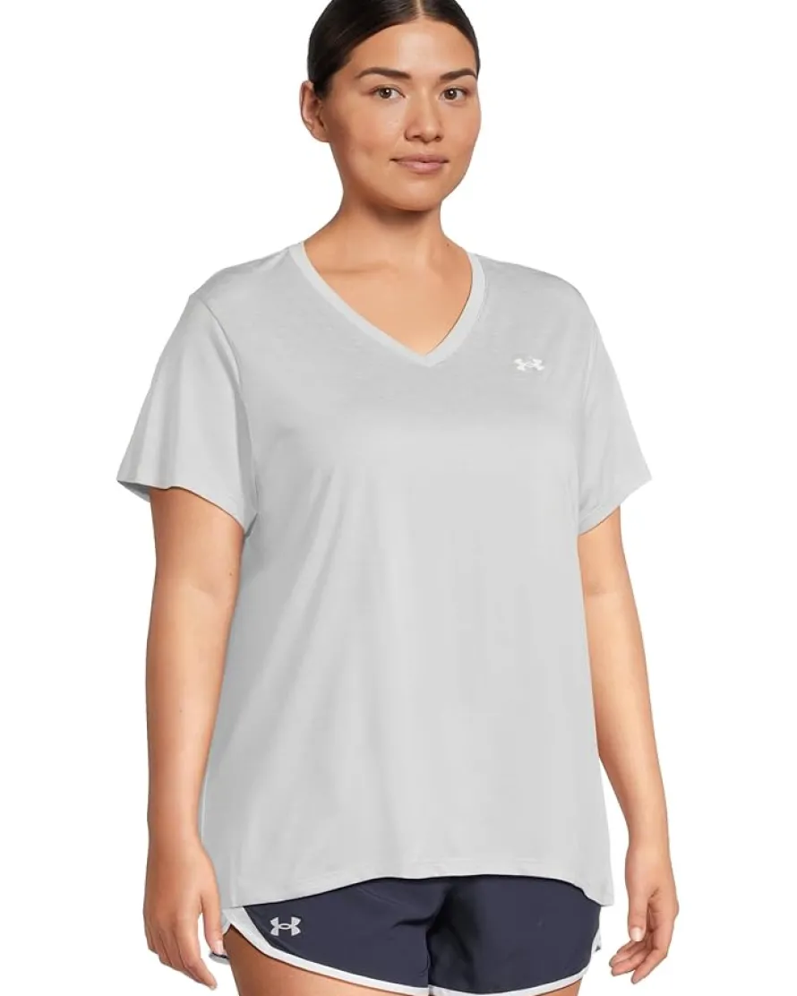 Plus Size Tech Short Sleeve V-Neck Twist